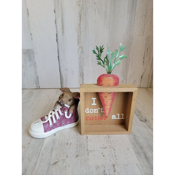 Easter unique bunny shoe i don't carrot all sign spring home decor set - Picture 1 of 12
